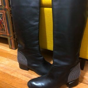 Black leather riding boots